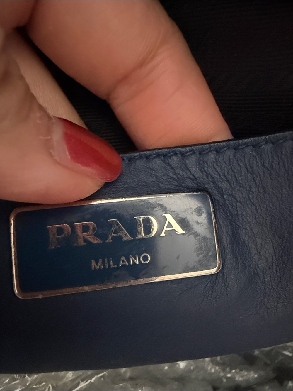 Prada NAVY CITY TWIN ZIPPER Blue and Black Leather - Picture 14 of 16
